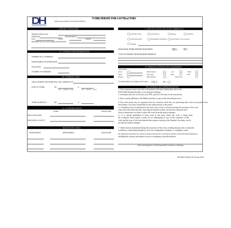 Contractor Work Permit Guidelines | PDF | Personal Protective Equipment ...