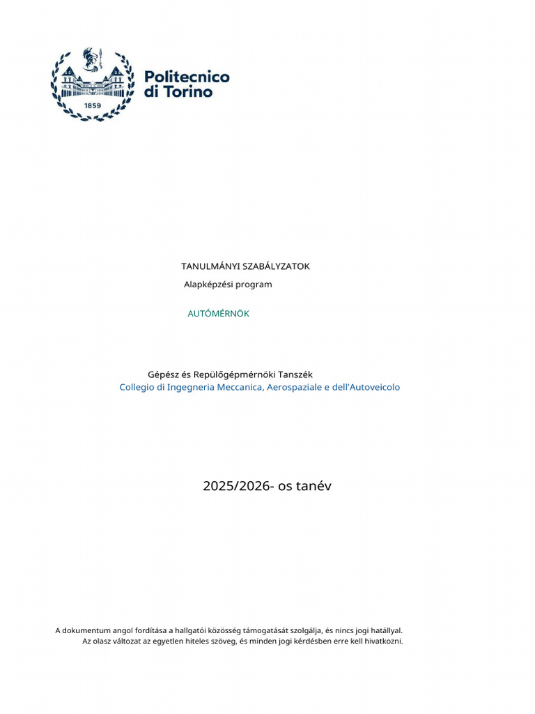 Academic Regulations BA AUTOMOTIVE ENG 25 26 | PDF