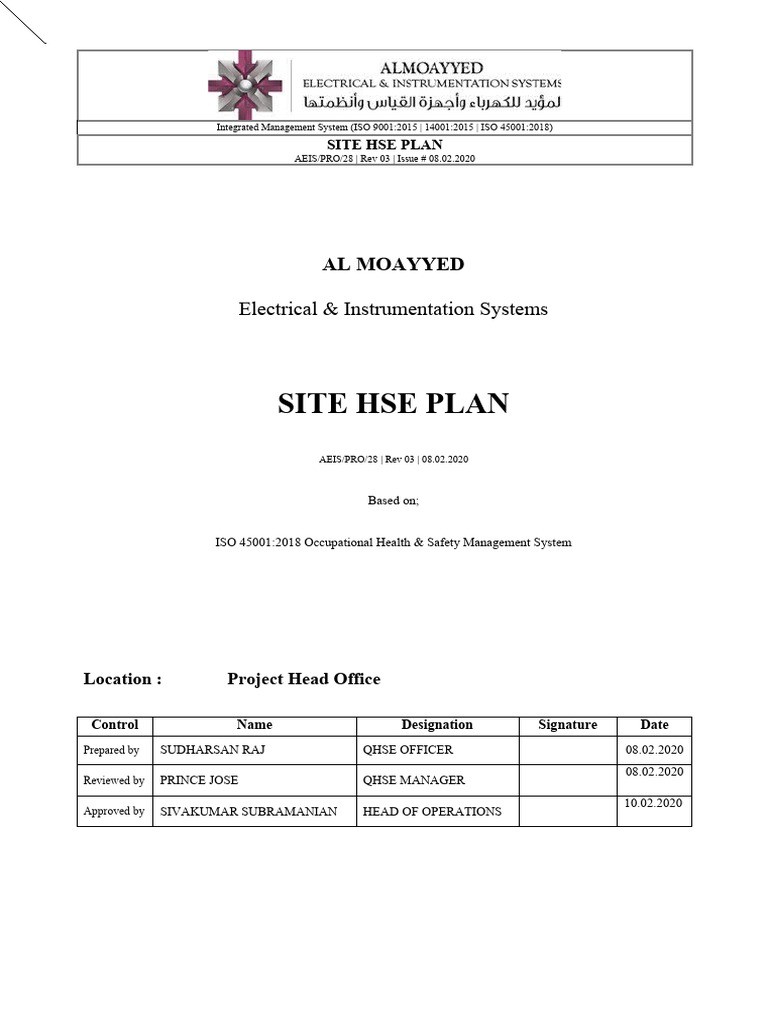 Comprehensive Site Health Safety and Environmental Plan Compress | PDF ...