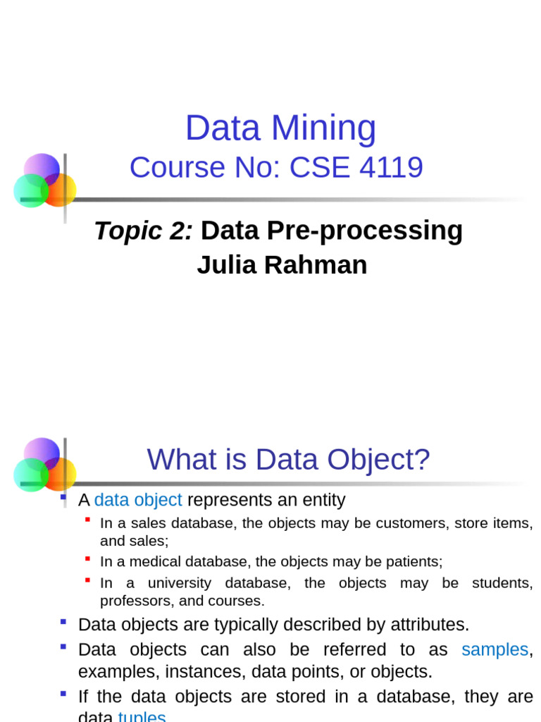 Data Pre-processing in Data Mining | PDF | Principal Component Analysis ...