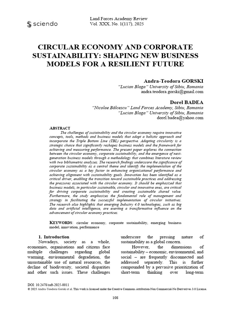 Circular Economy and Corporate Sustainability Shaping New Business ...