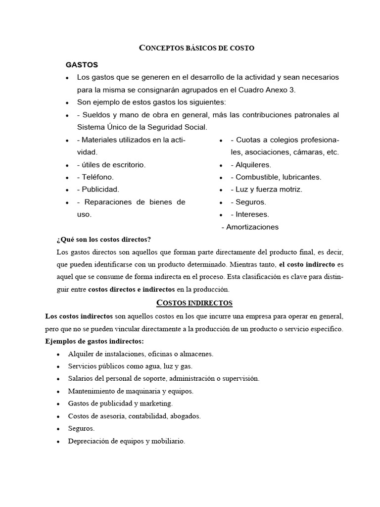 Conceptos Clave de Costos y Gastos Empresariales | PDF | Costo | Economias