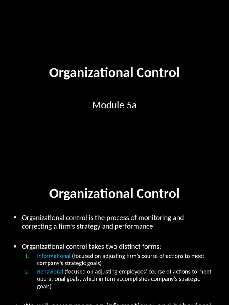 Understanding Organizational Control Systems | PDF | Incentive | Social ...