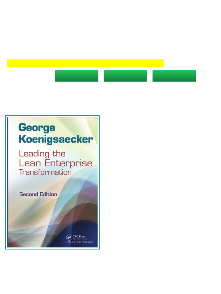 Leading the Lean Enterprise Transformation 2nd 2nd Edition George ...