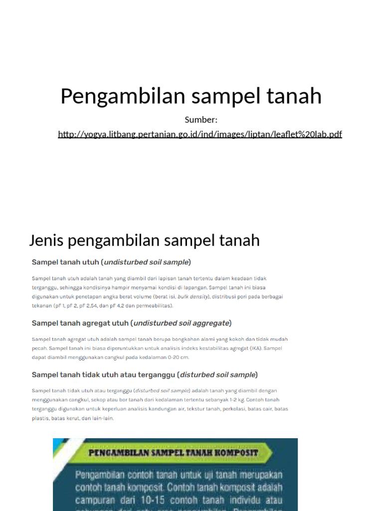 Pengambilan Sampel Tanah | PDF