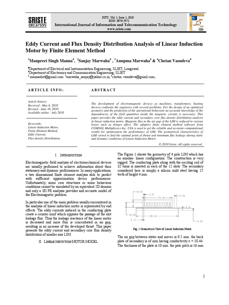 Eddy Current and Flux Density Distribution Analysis | PDF ...