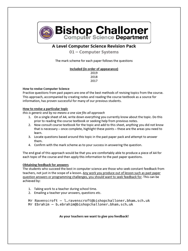 A Level Computer Science Revision Guide | PDF | Acid | Computing