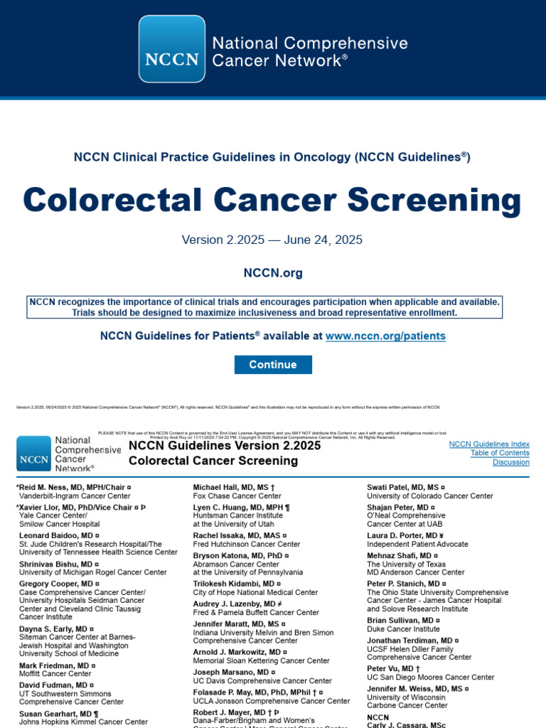 Colorectal Cancer Screening Guidelines 2025 | PDF | Colorectal Cancer ...