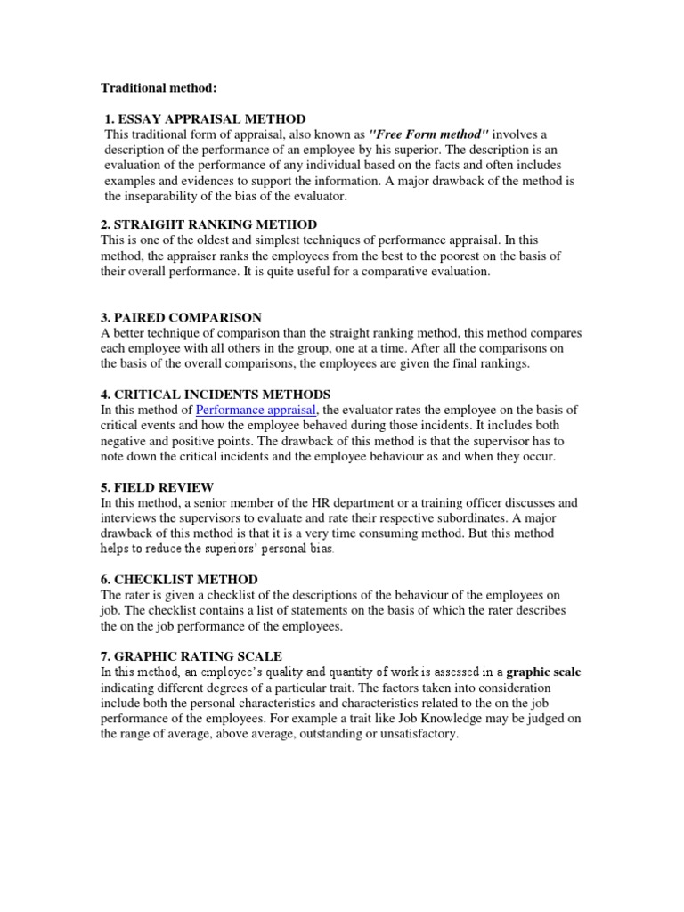 Traditional Method & Modern Method PA PDF Performance Appraisal