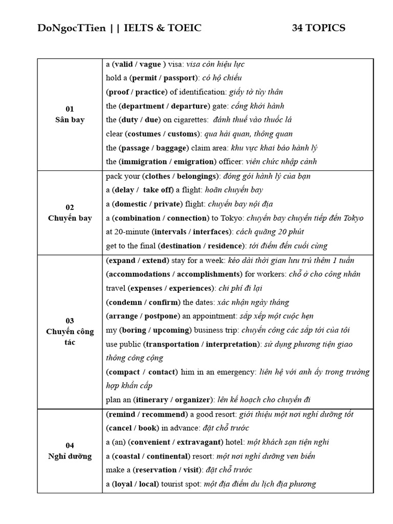 T V NG 34 Topics | PDF