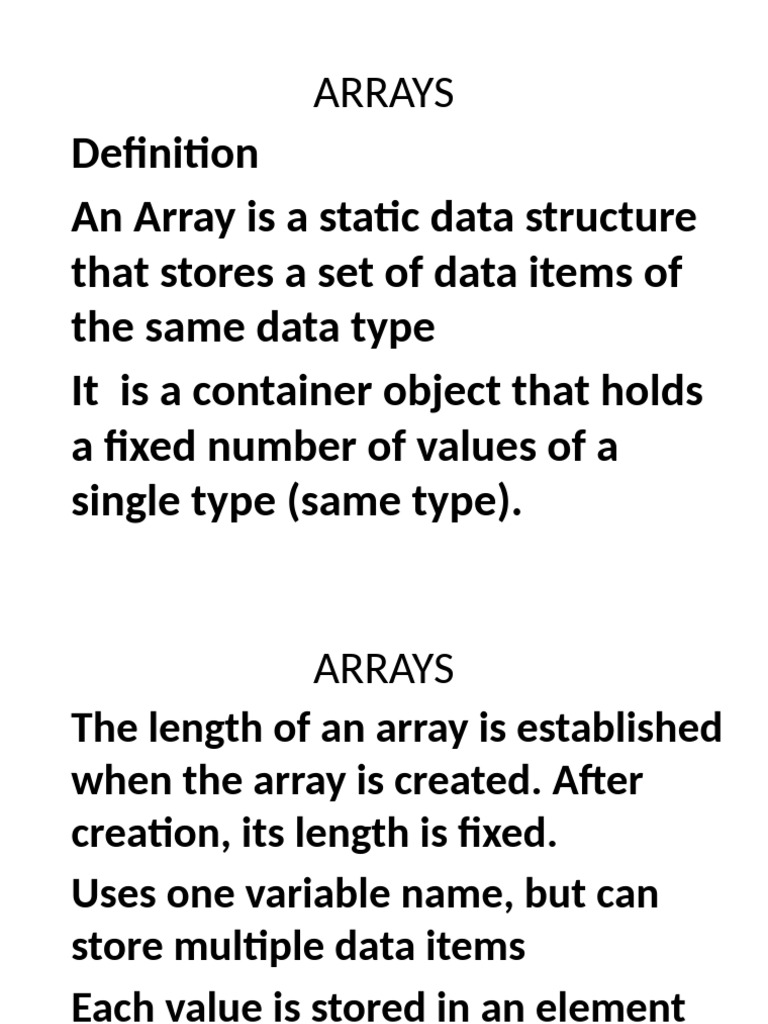 Understanding Arrays in Programming | PDF | Dimension | Data Type