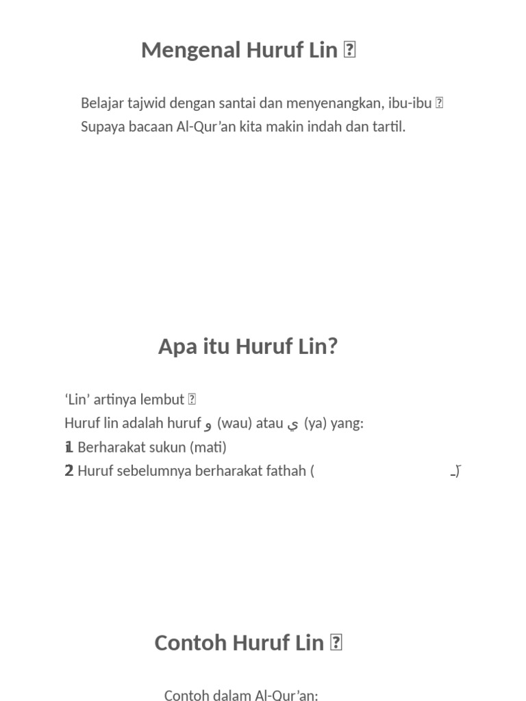 Penjelasan Huruf Lin Ibu Ibu | PDF