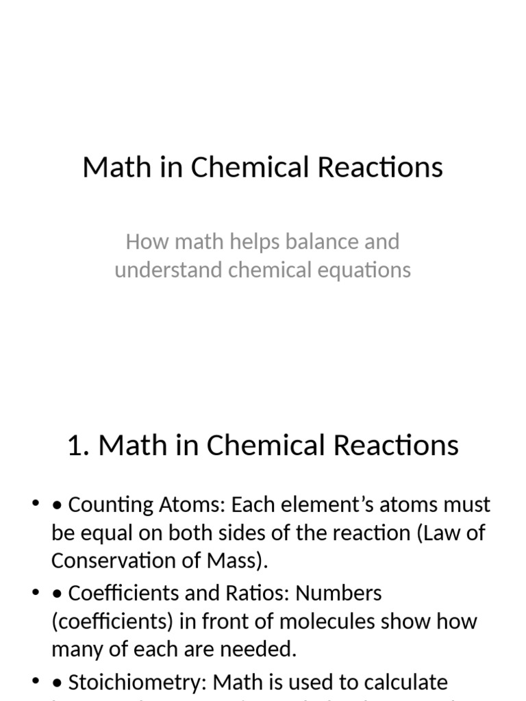 Math in Chemical Reactions | PDF