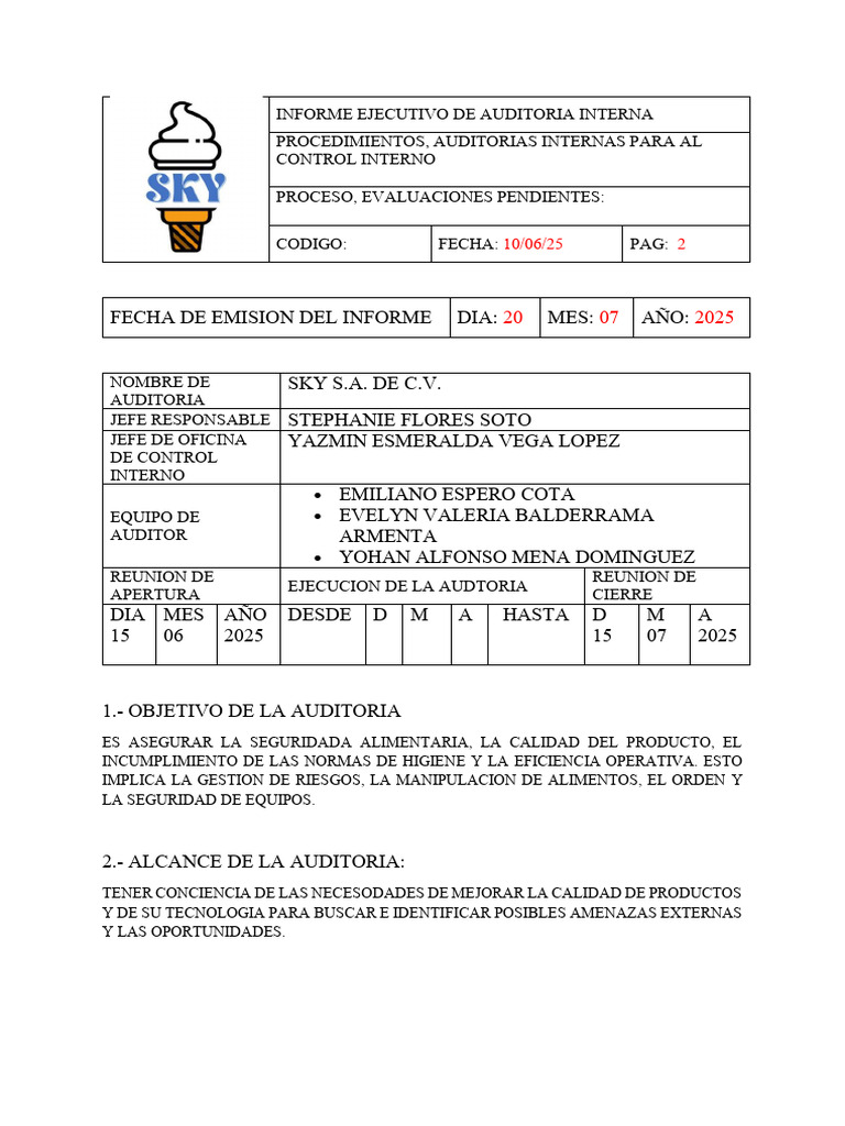 Informe Ejecutivo de Auditoria Interna | PDF | Auditoría | Business
