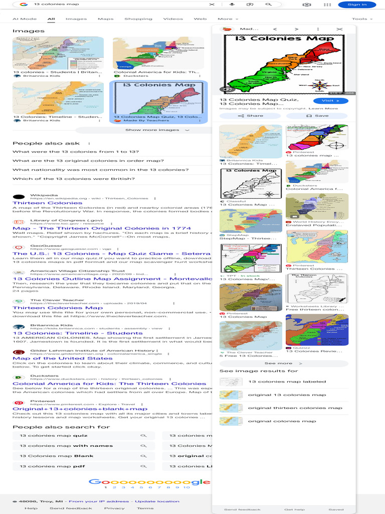 13 Colonies Map and Resources Guide | PDF