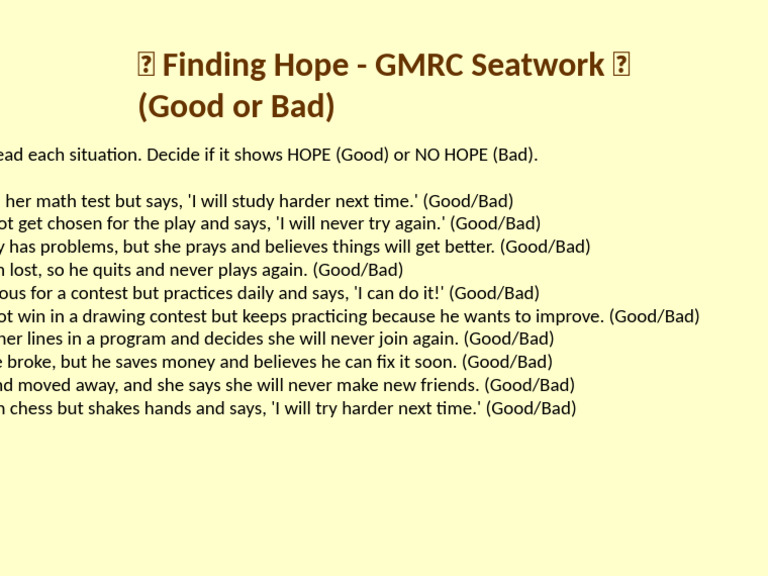 Hope vs. No Hope Scenarios | PDF