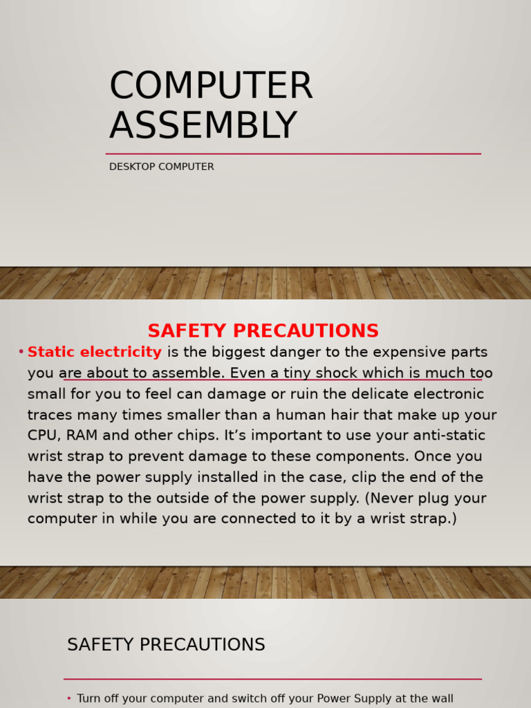 Computer Assembly Safety & Steps Guide | PDF | Usb | Personal Computers