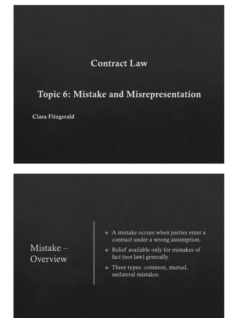 Topic 6 Mistake and Misrep Slies | PDF