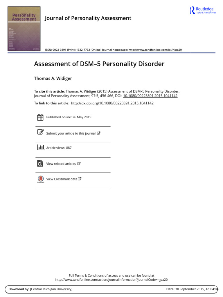 Assessment of DSM-5 Personality Disorder | PDF | Personality Disorder ...