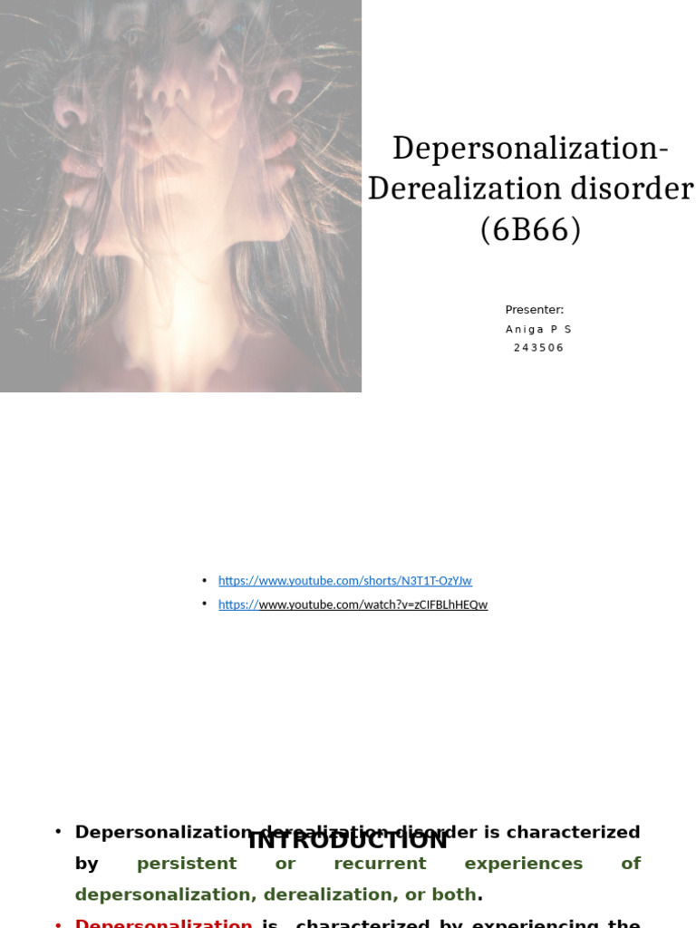 Understanding Depersonalization-Derealization Disorder | PDF ...