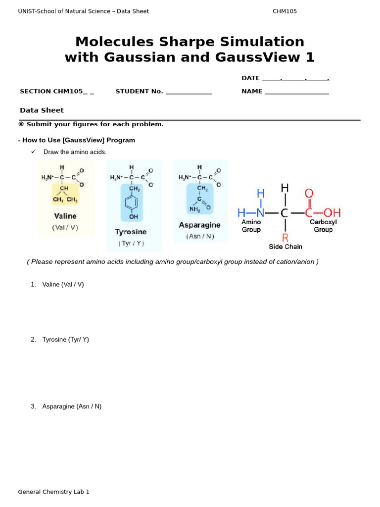 Exp 7 14W Datasheet Molecules Sharpe Simulation With Gaussian and | PDF