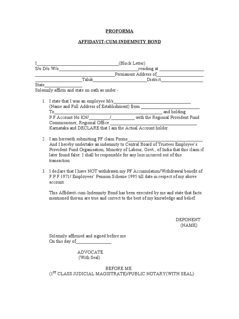format certificate affidavit marriage for for format  Format affidavit  letter Affidavit PF