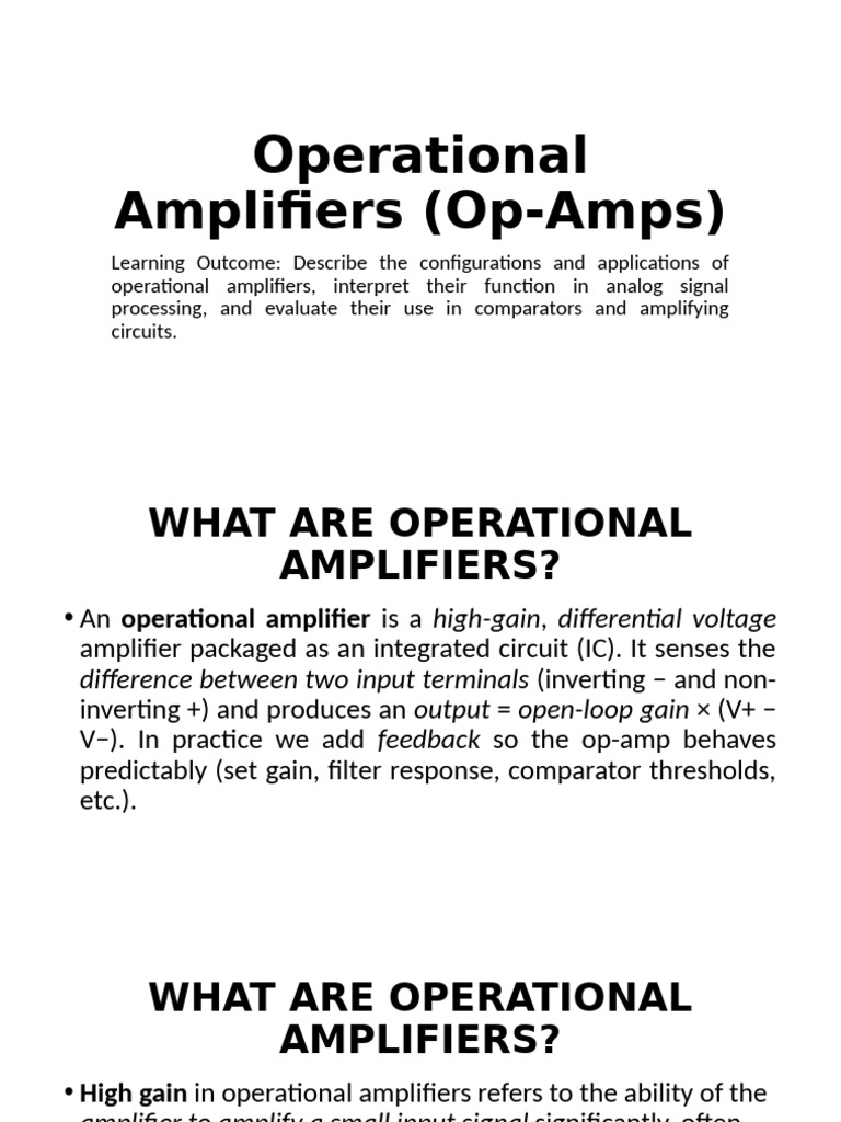 ACET4 - Auto - Topic 6 - Operational Amplifiers (Op-Amps) | PDF ...