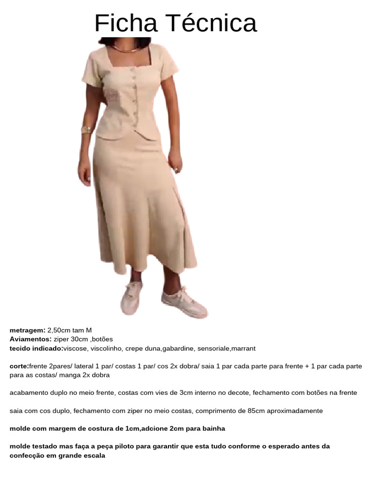 Ficha Técnica de Vestuário M | PDF | Roupas | Moda