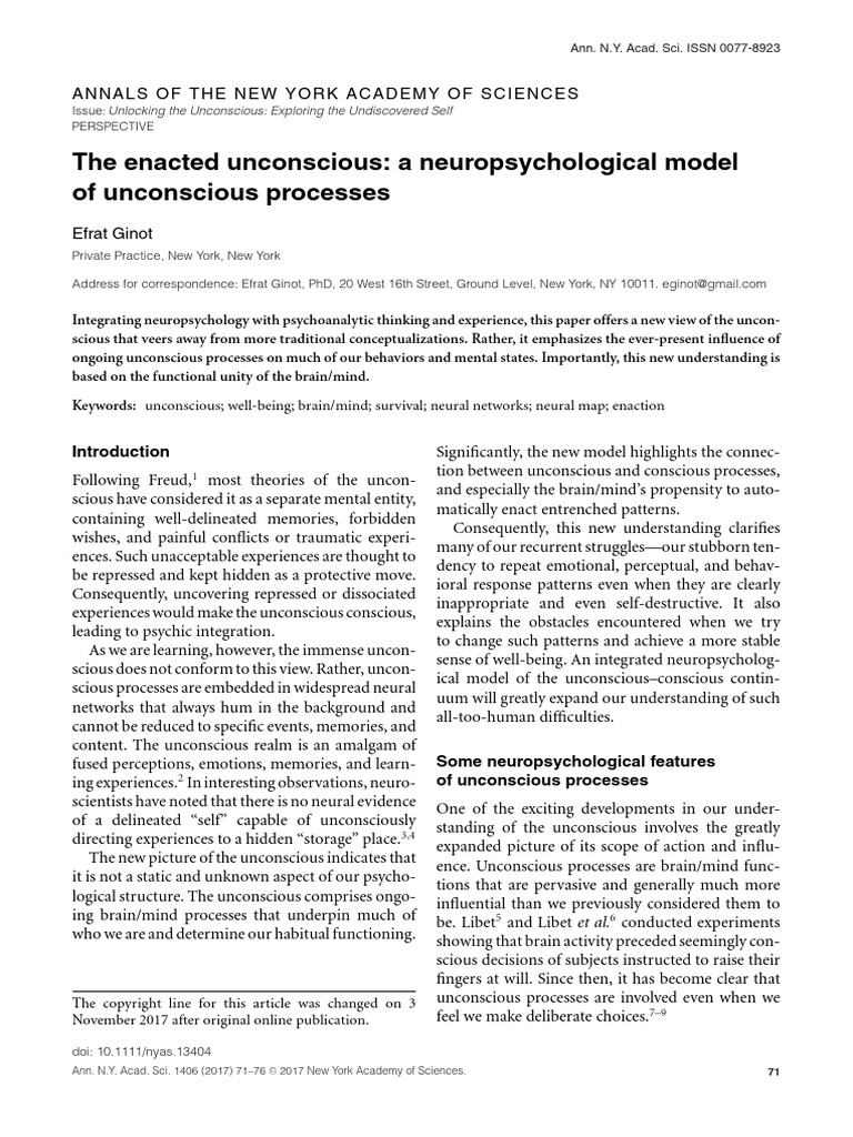Neuropsychological Insights on the Unconscious | PDF | Unconscious Mind ...