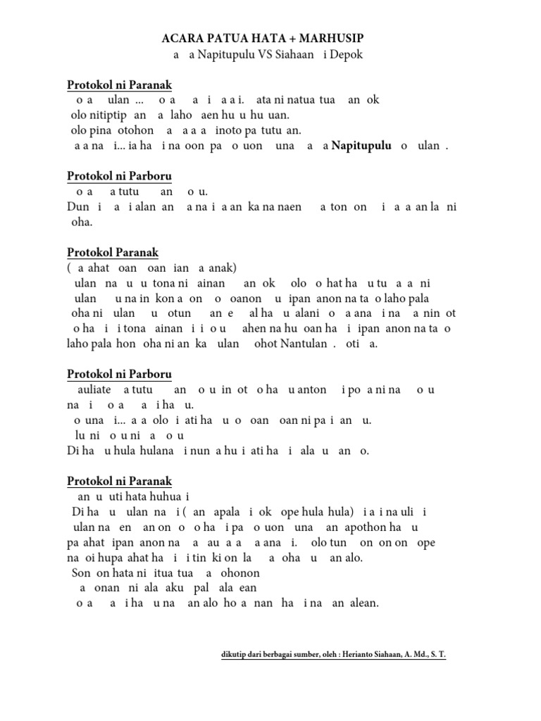 Acara Patua Hata dan Marhusip di Depok | PDF