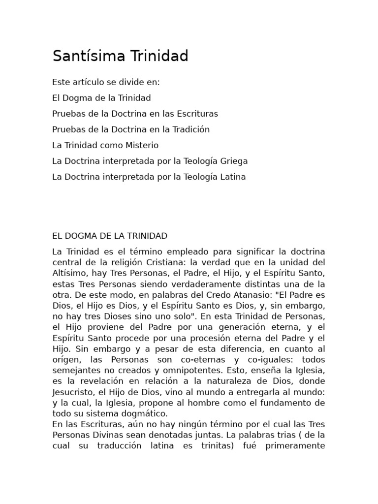 Doctrina de la Trinidad en la Teología | PDF | Trinidad | espíritu Santo