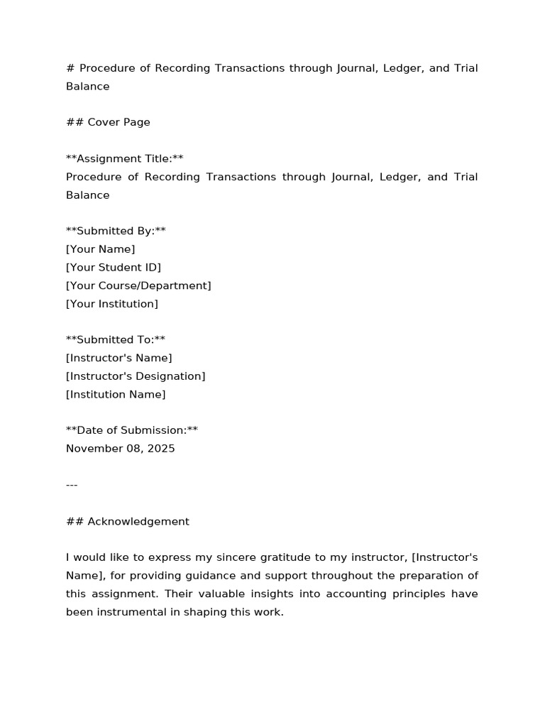 Procedure of Recording Transactions Through Journal | PDF | Debits And ...