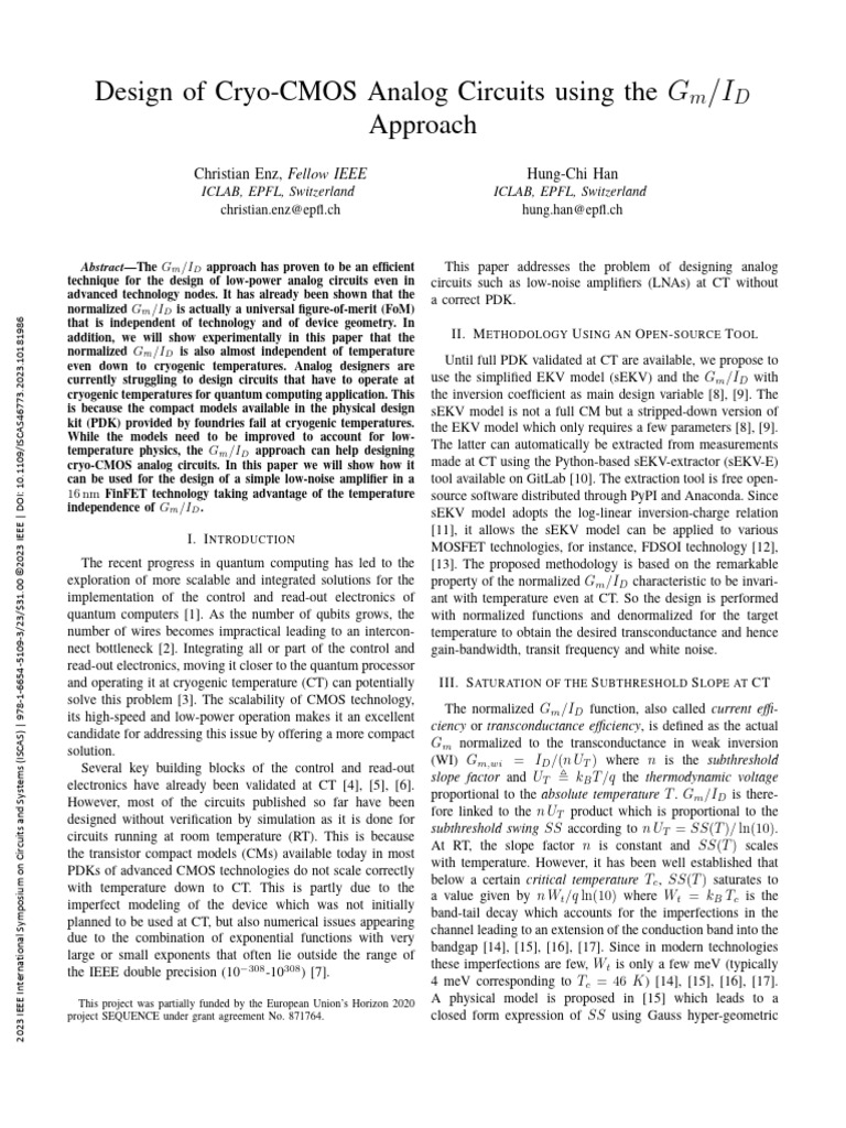 Cryo-CMOS Analog Circuit Design Guide | PDF | Quantum Computing ...