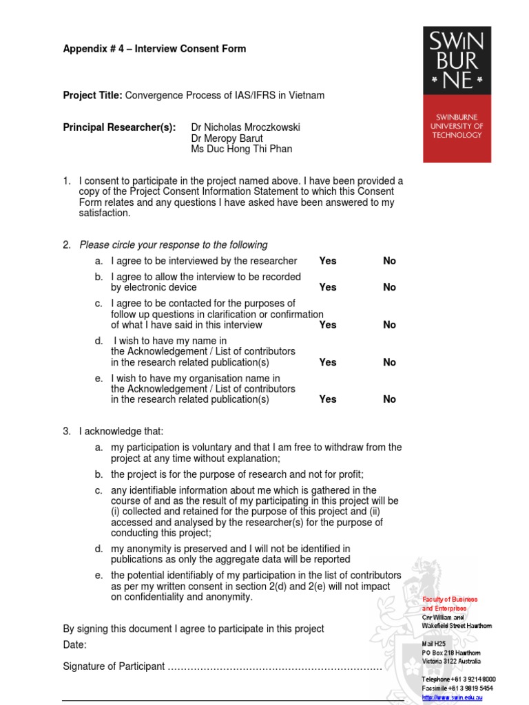 Interview Consent Form | PDF | Career & Growth
