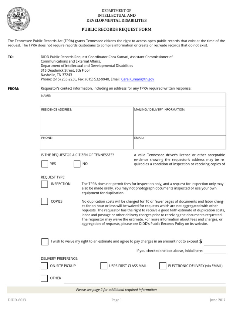 60.5.1.a - Public Records Request Form | PDF | United States Postal ...