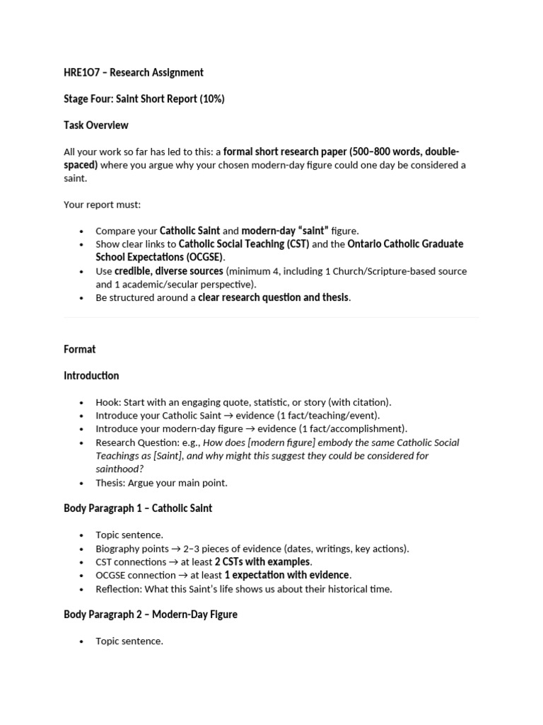 Saint Short Report (HRE1O7) | PDF