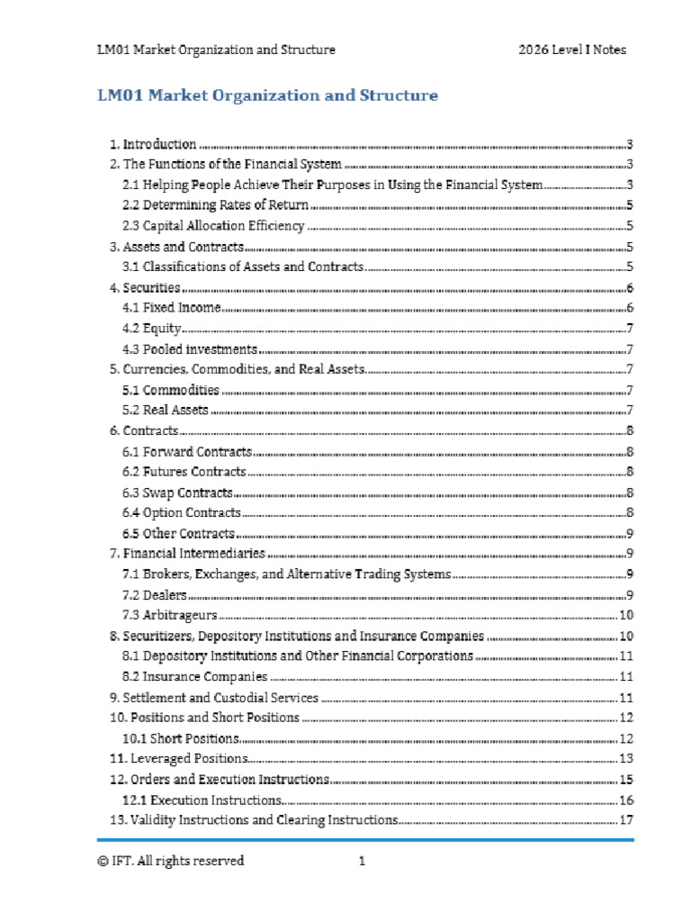 Equity - CFA Level 1, IfT Notes 2025 | PDF