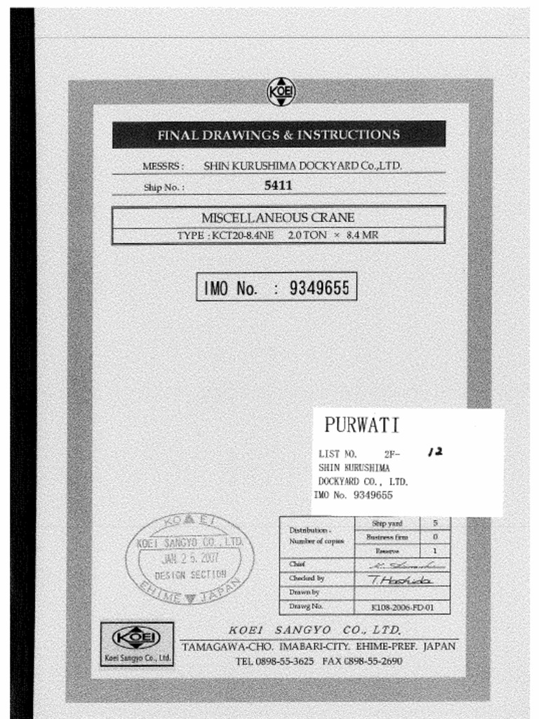 Crane Specifications and Diagrams | PDF