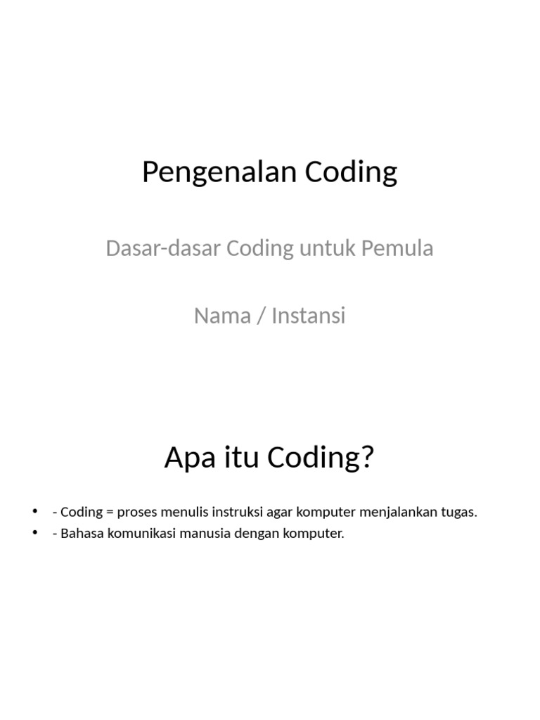 Dasar-Dasar Coding untuk Pemula | PDF
