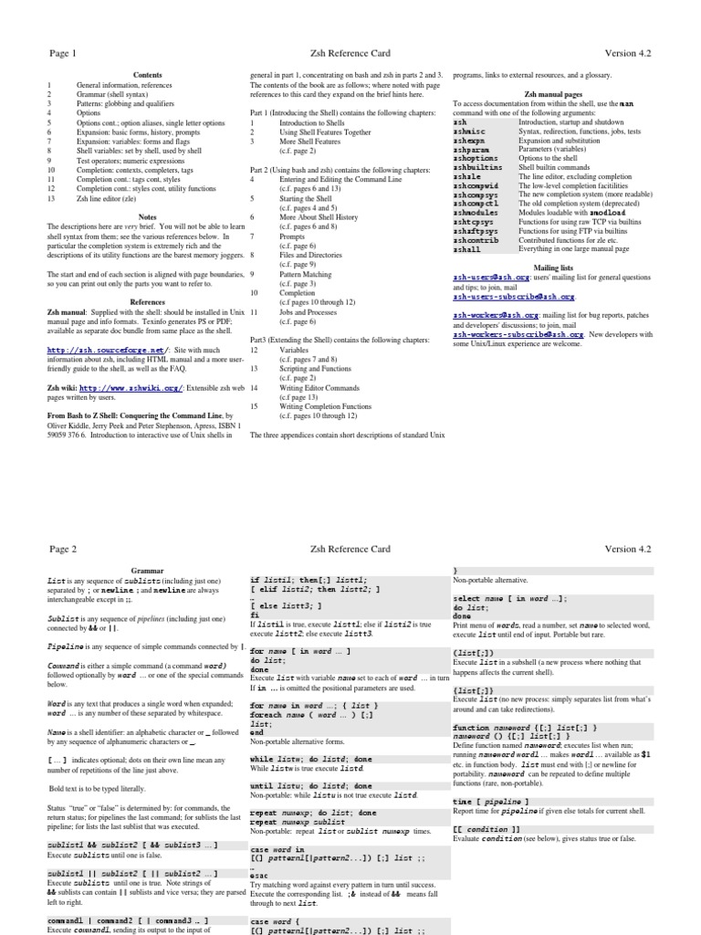 Zsh Cheat Sheet for Shell Users | PDF | Foreign Language Studies ...