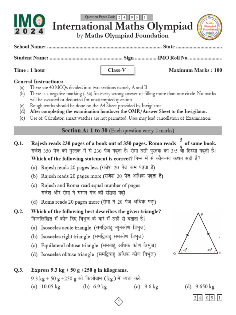 International Maths Olympiad Question Paper | PDF | Euclidean Geometry ...