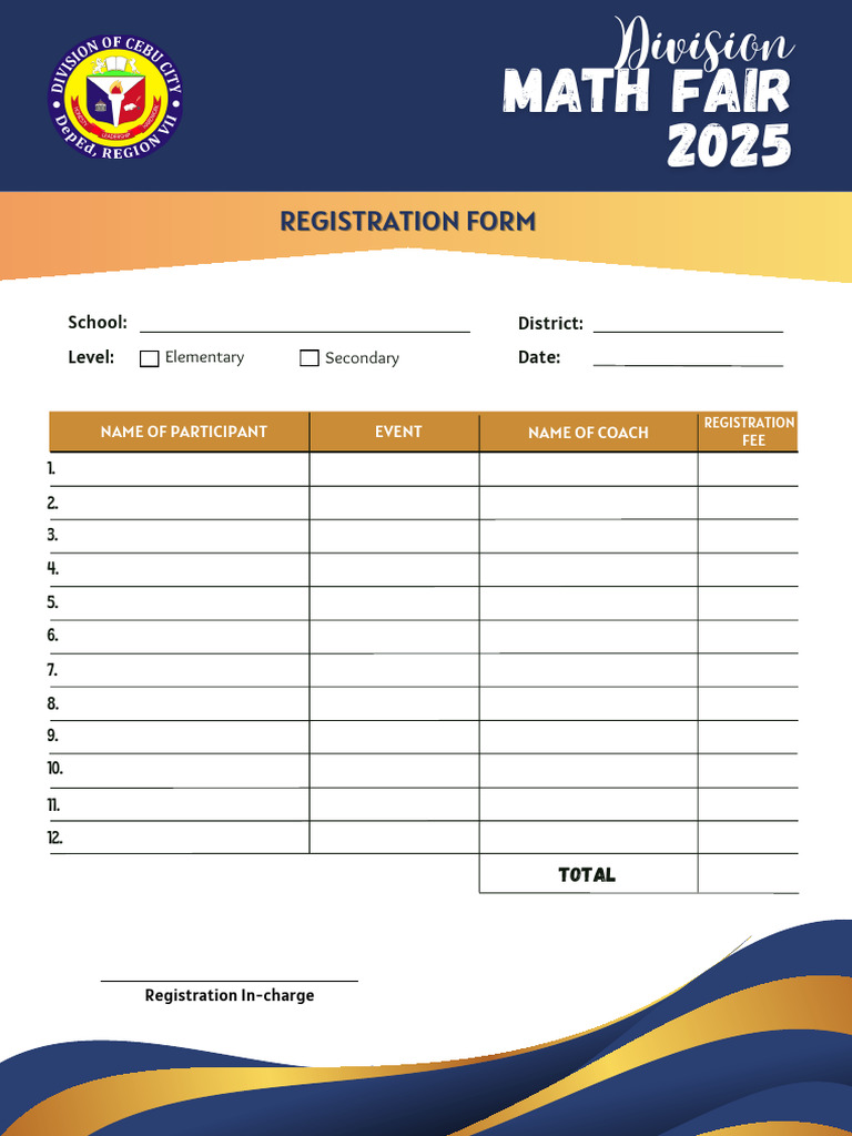 Math Fair 2025 Registration Form | PDF