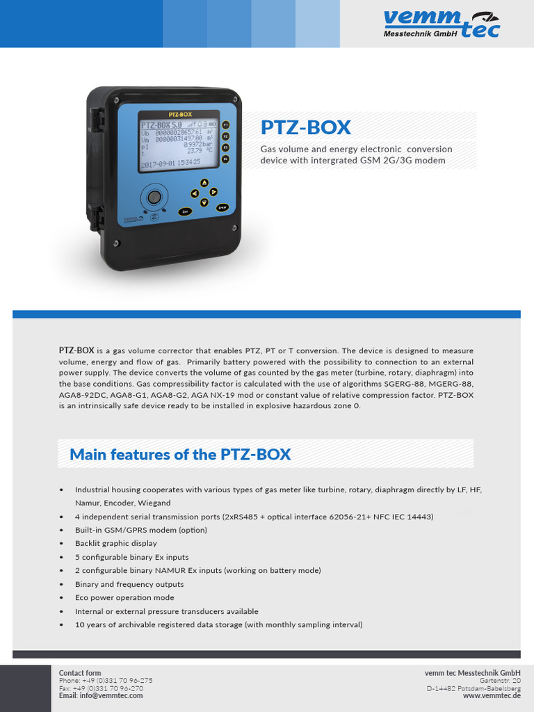 PTZ-BOX Gas Volume Corrector Device | PDF | Electronics | Information ...