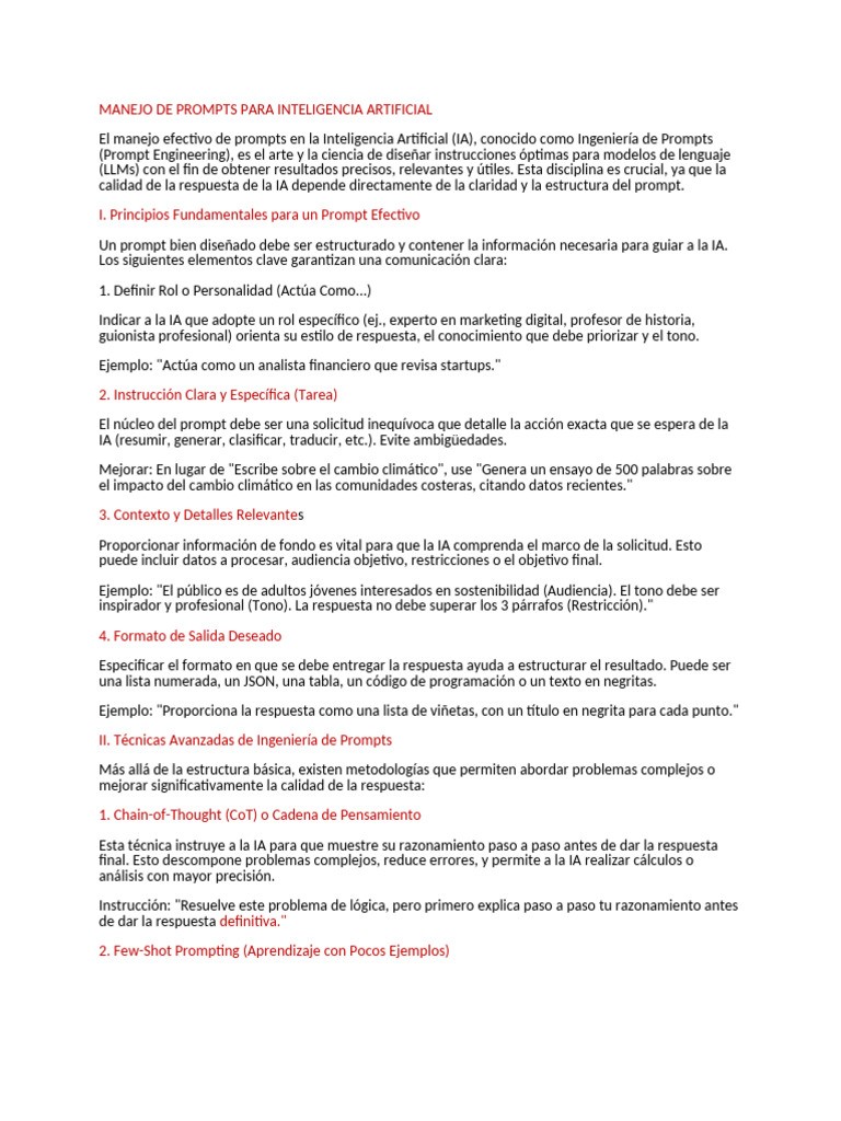 Ingeniería de Prompts en IA | PDF | Inteligencia artificial ...