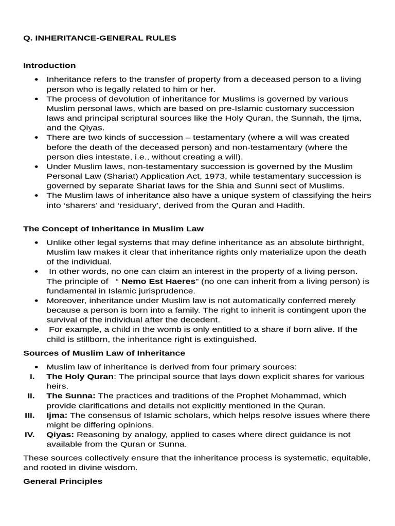 Q. Inheritance-General Rules F | PDF | Inheritance | Will And Testament