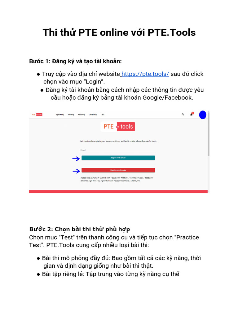 Thi Thu PTE Online Voi PTE - Tools | PDF