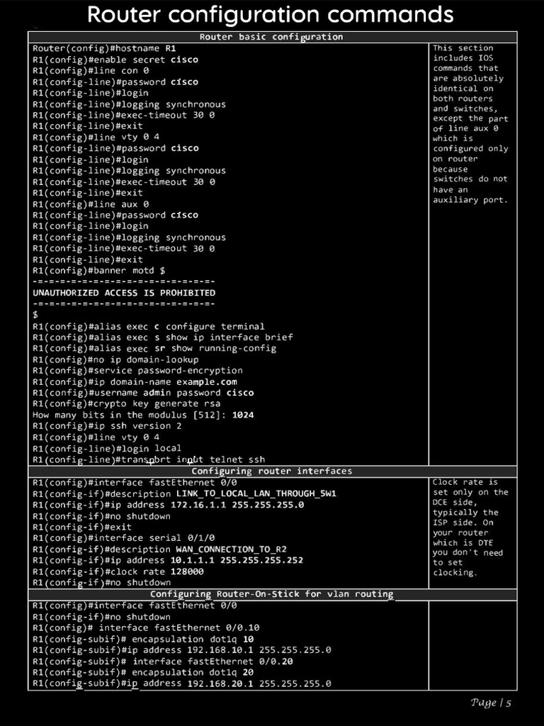 Essential Router Configuration Commands | PDF | Ip Address | Internet ...