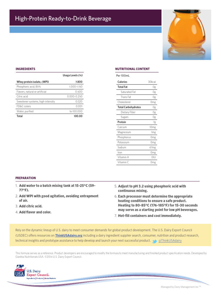 High-Protein Ready-to-Drink Beverage Guide | PDF | Fat | Nutrition