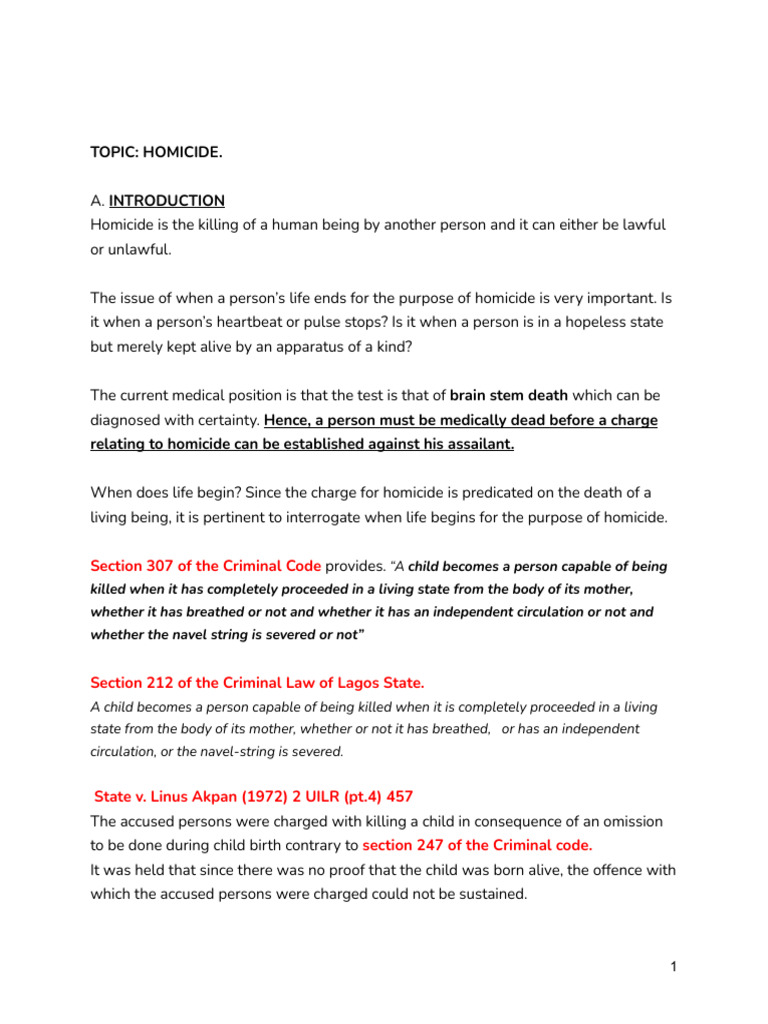 Understanding Homicide: Lawful vs. Unlawful | PDF | Manslaughter | Mens Rea