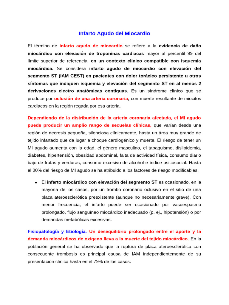 Infarto Agudo del Miocardio: Causas y Síntomas | PDF | Infarto de ...